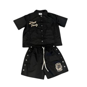 Saint Vanity Black Nylon Short Set