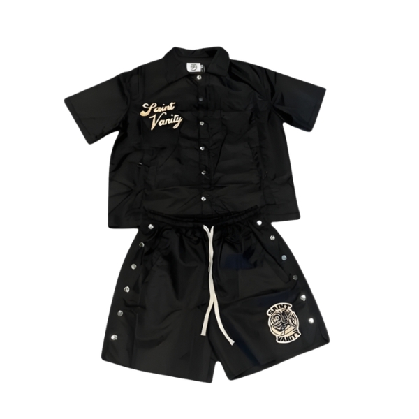 Saint Vanity Black Nylon Short Set Saint Vanity Black Nylon Short Set
