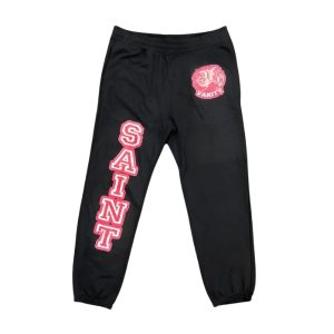 Saint Vanity Black and Red Varsity Sweatpants Logo