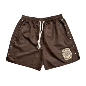 Saint Vanity Nylon Shorts in Brown with Logo