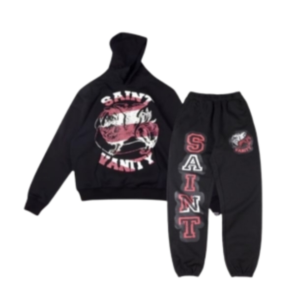 Saint Vanity Printed Hoodie Track Suit Black Saint Vanity Printed Hoodie Track Suit Black
