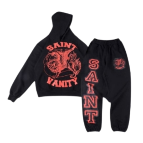 Saint Vanity Signature Hoodie Jogger Suit Black Red Saint Vanity Signature Hoodie Jogger Suit Black Red