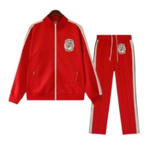 Saint Vanity Zipper Stripe Track Suit Red Set