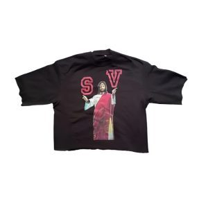Saint Vanity Black Jesus Cropped Sweater Tee