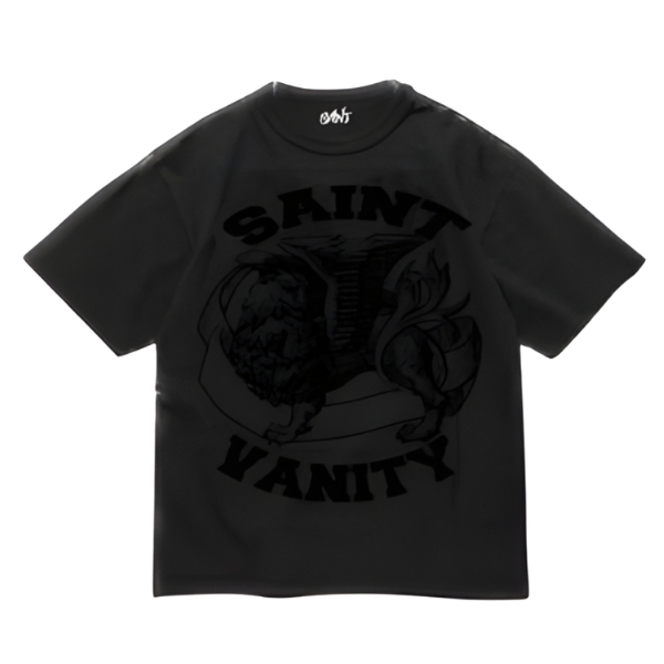 Saint Vanity Black Monochromatic Griffin Tee Saint Vanity Black Monochromatic Griffin Tee